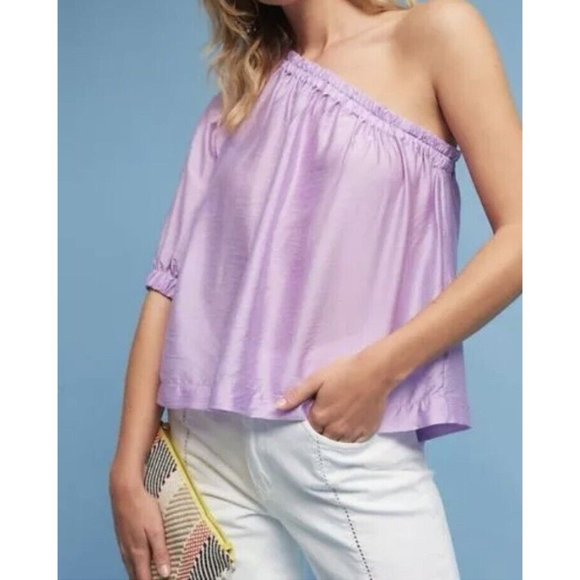 MAEVE ANTHROPOLOGIE Leonie One Shoulder Top Blouse L Large New Purple NWT - Picture 5 of 5
